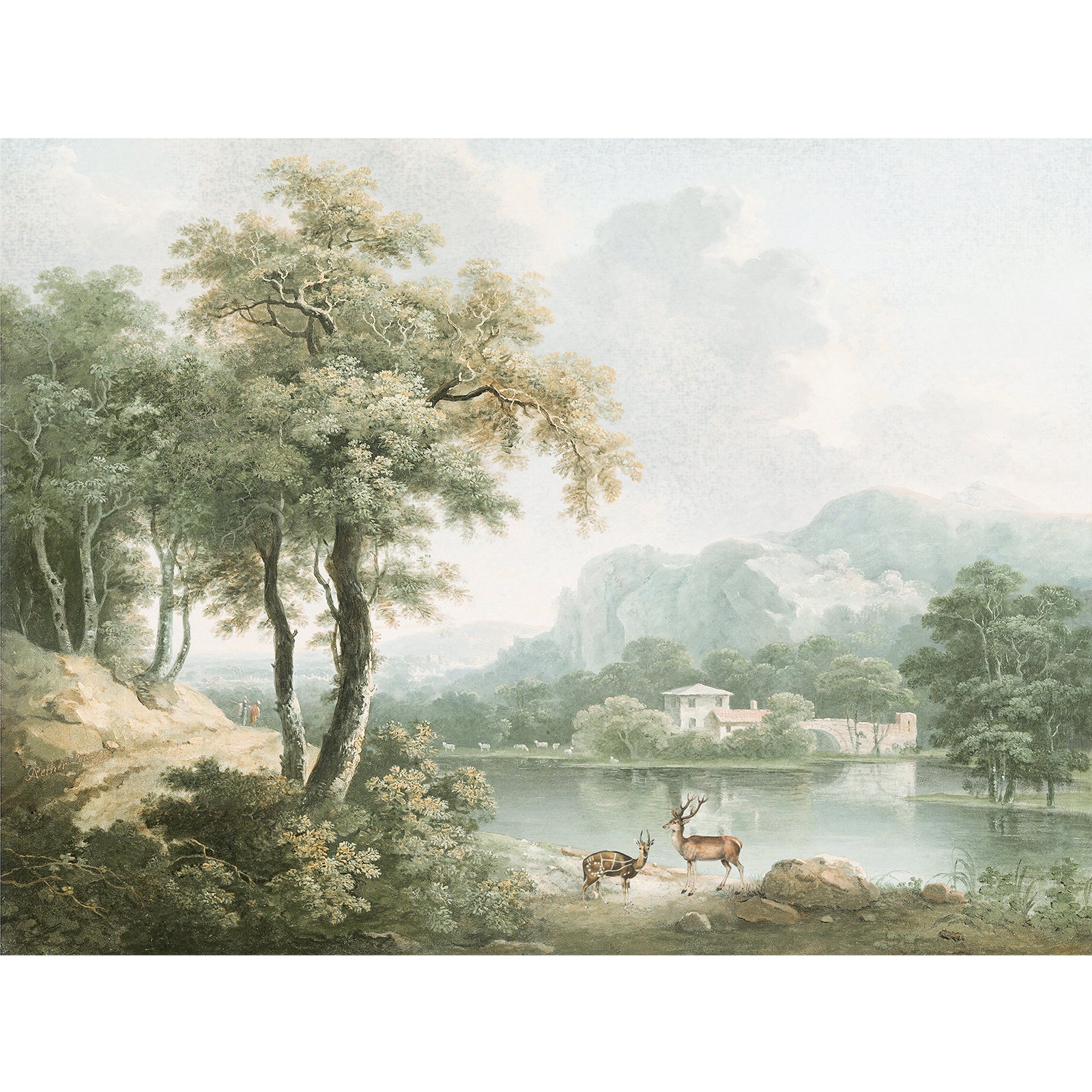 Vintage Tranquility in the Forest Shadows Wallpaper Mural